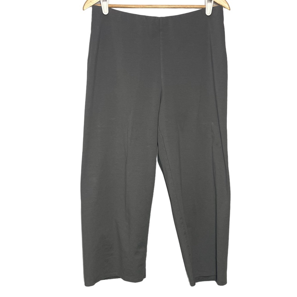 Eileen Fisher Organic Cotton Cropped Pants Size Medium M Wide Leg Crop Grey
